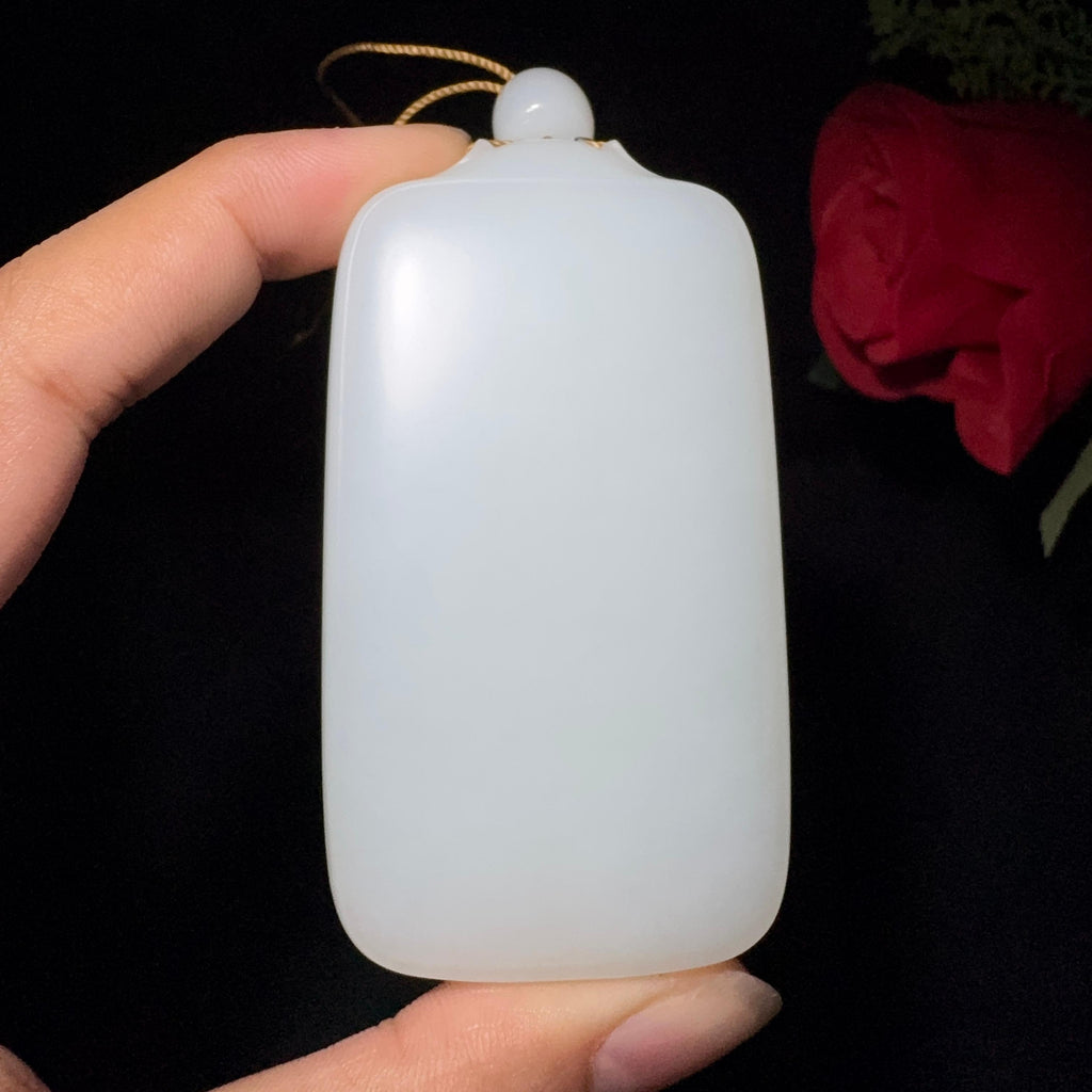 和田玉羊脂白玉平安无事牌（110.5g）