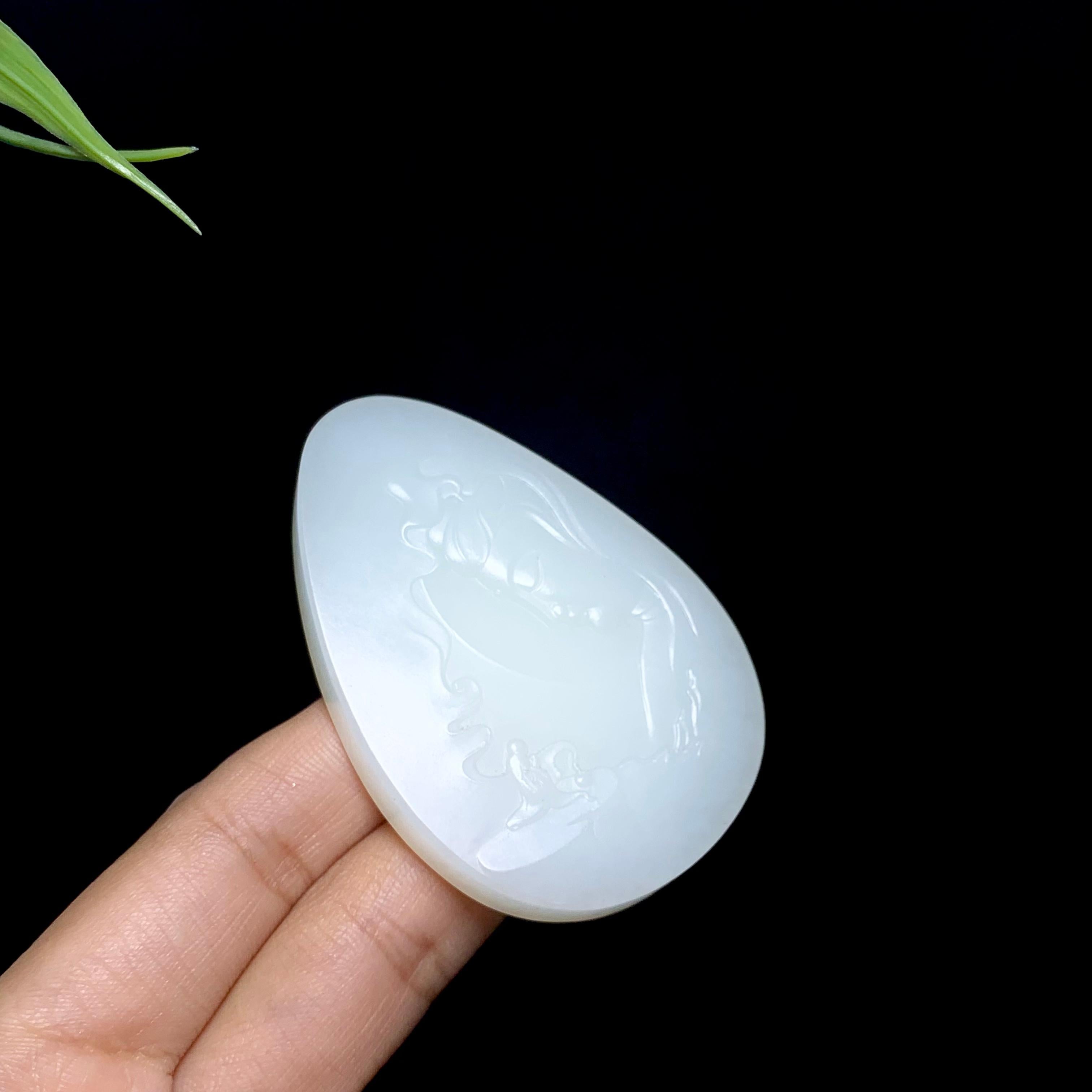 和田山料羊脂白玉侧脸观音（47.0g）