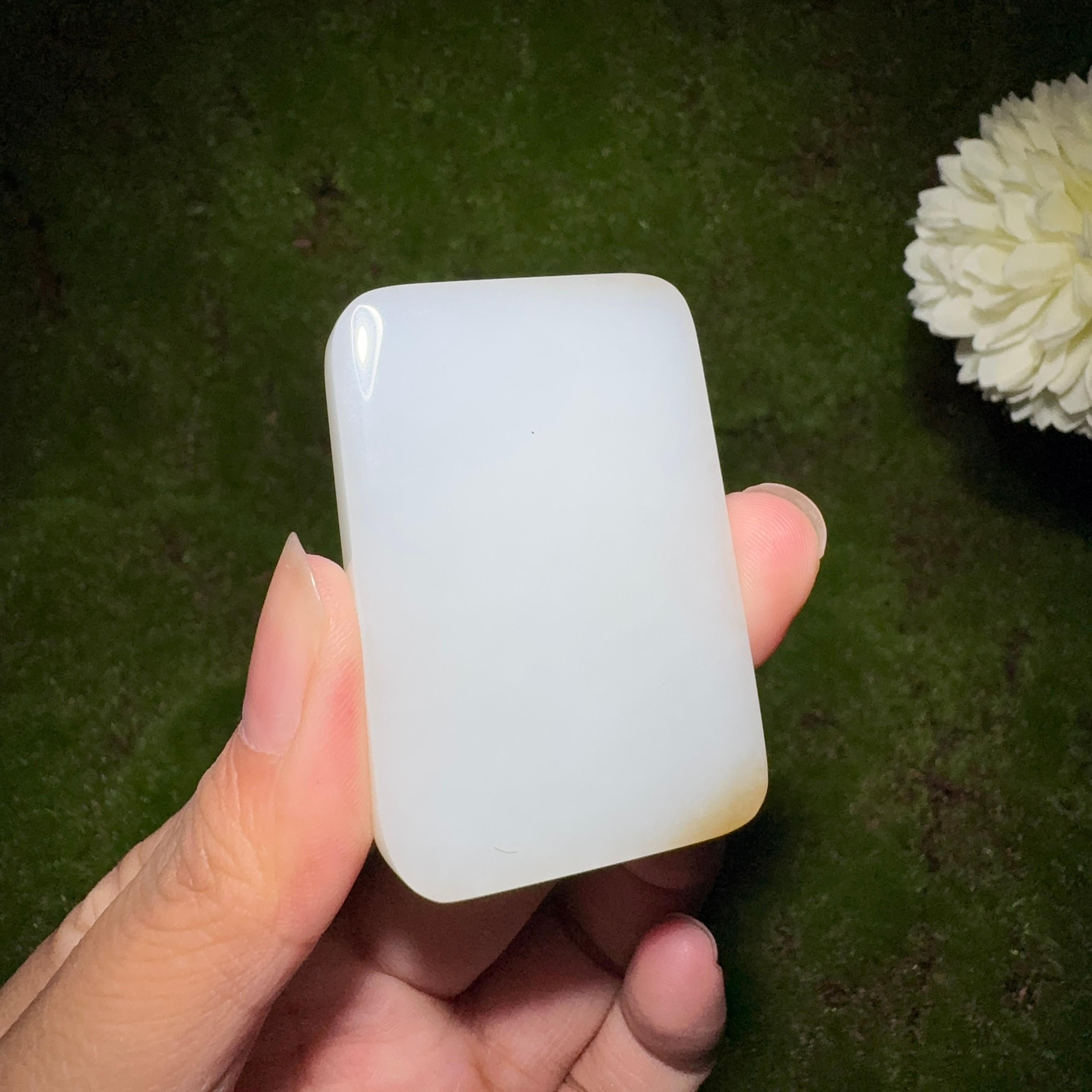 和田玉糖白平安无事牌（52.2g）