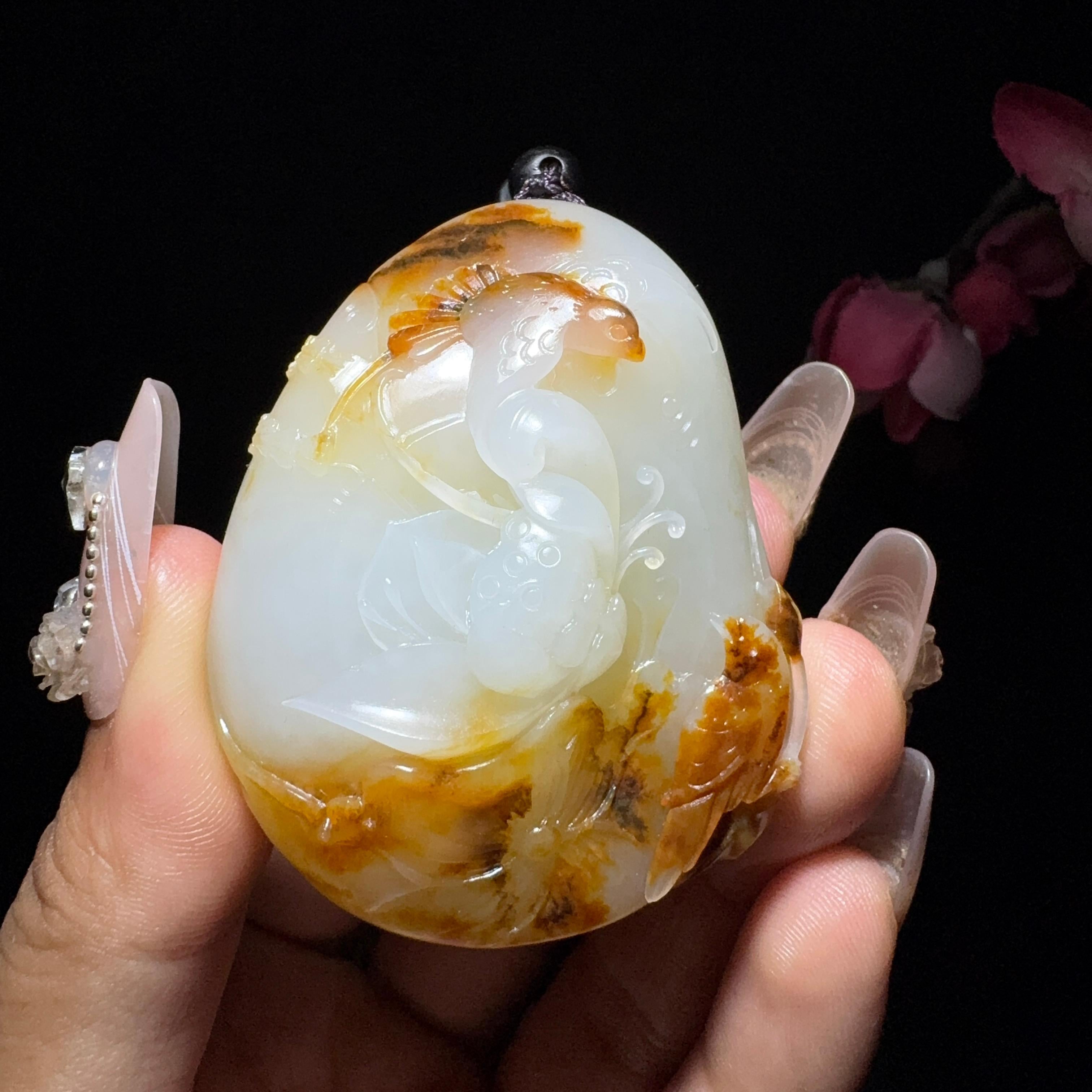 和田玉籽料大挂件喜事连连（78.2g）