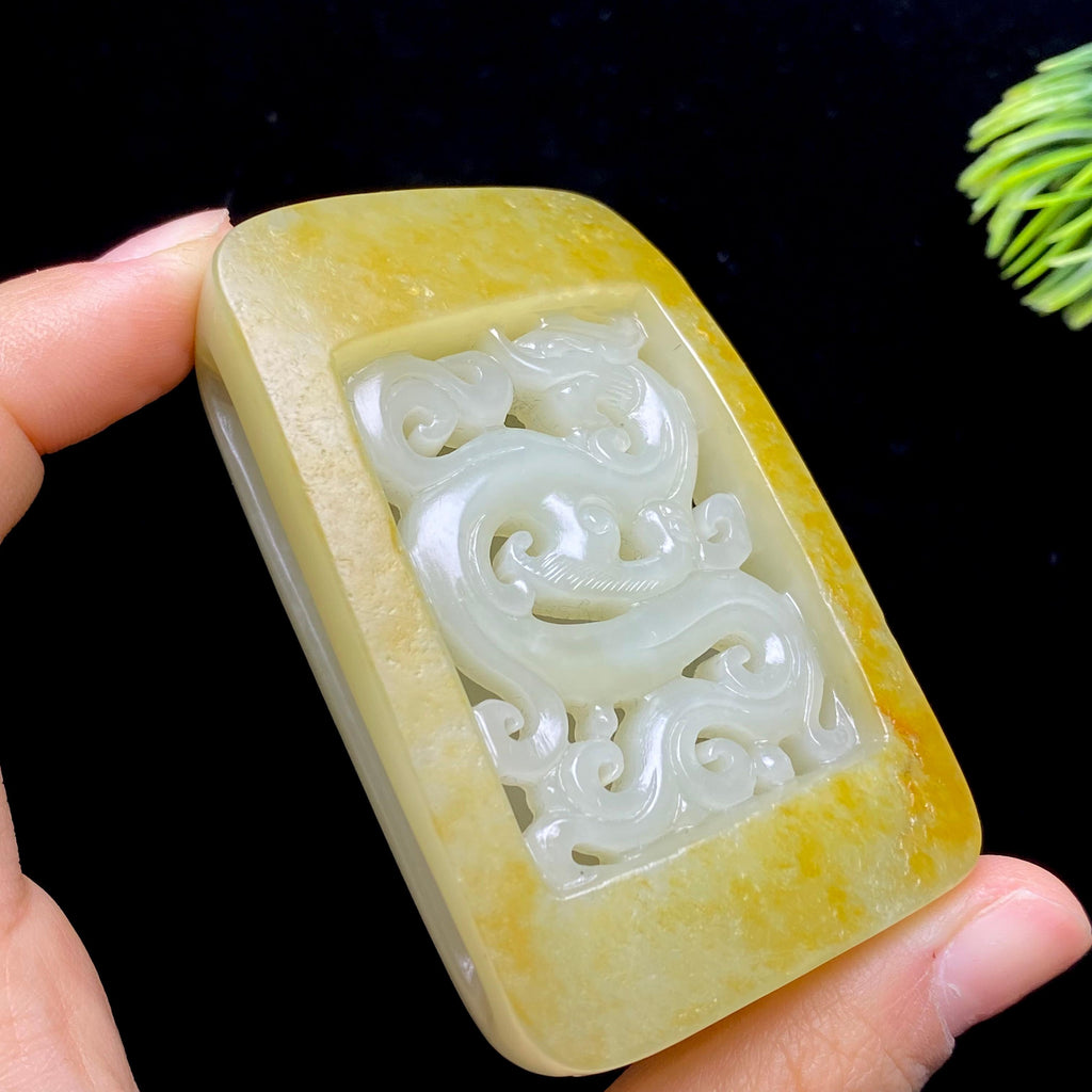 和田玉籽料龙凤呈祥皮带扣（89.0g）