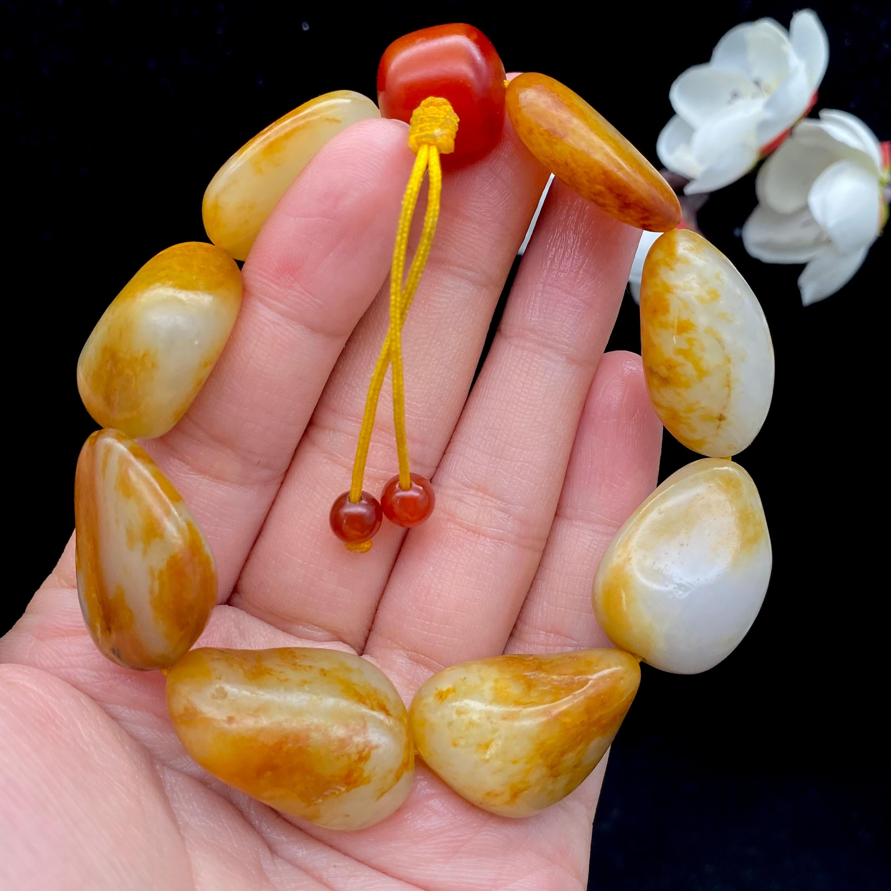 和田玉聚黄皮籽料【精品手串】（71.3g）