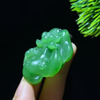 和田玉碧玉花开富贵挂件（21.6g）
