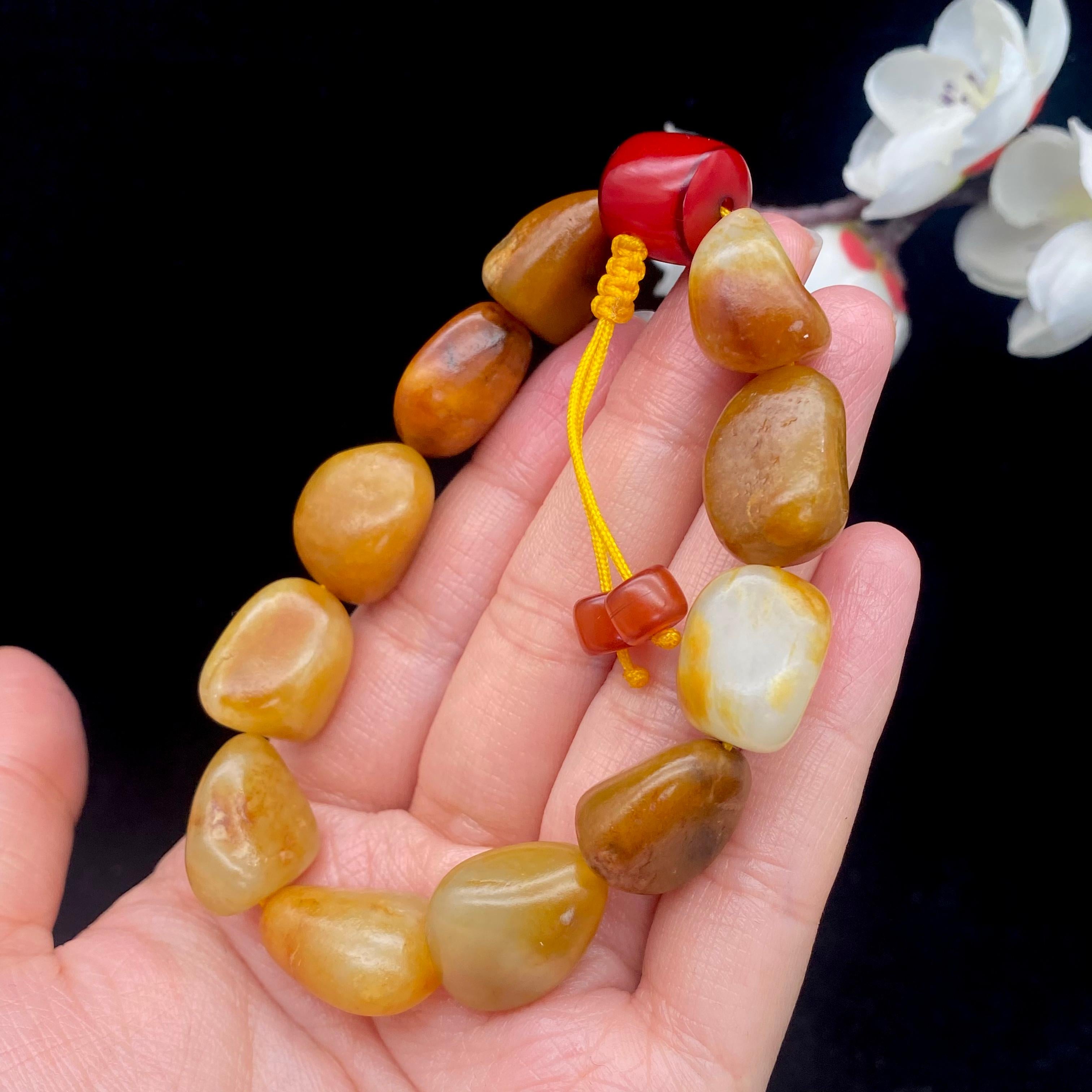 和田玉黄皮籽料【精品手串】（50g）