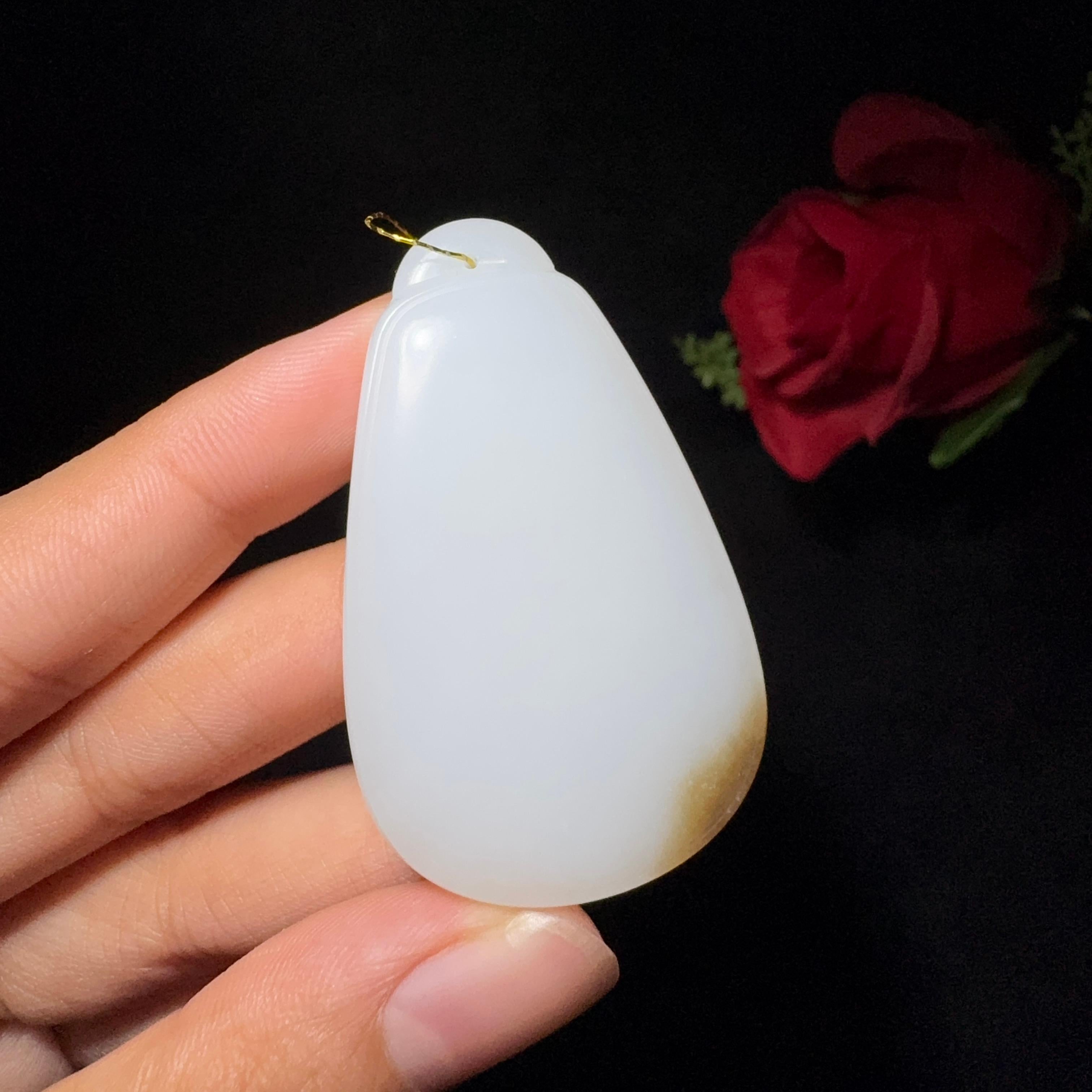 和田玉糖白平安无事牌（31.5g）