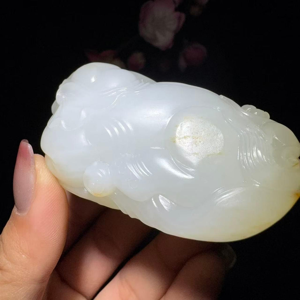 和田玉籽料手把件太平有象（161.7g）