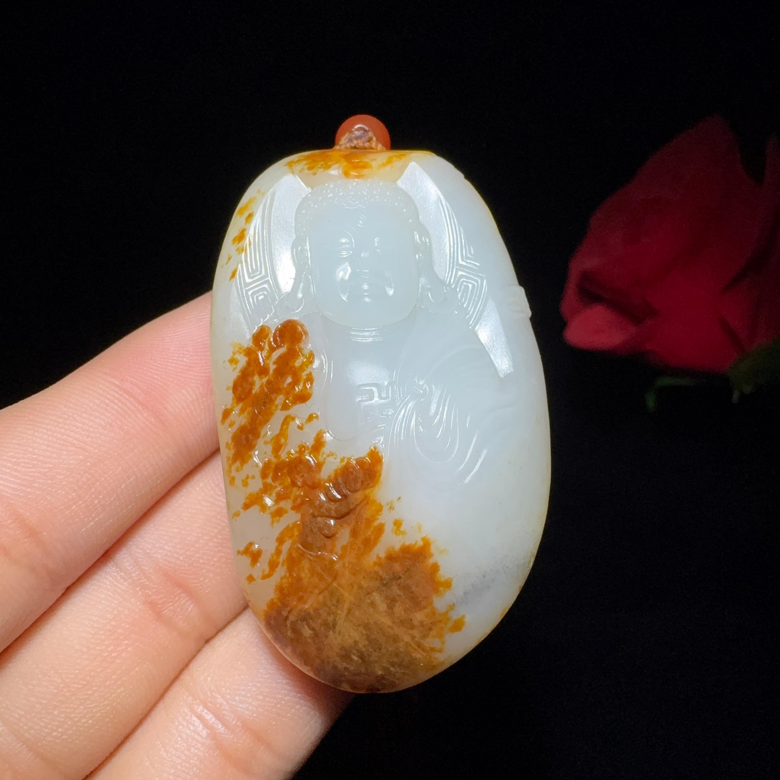和田玉籽料挂件大日如来（57.8g）