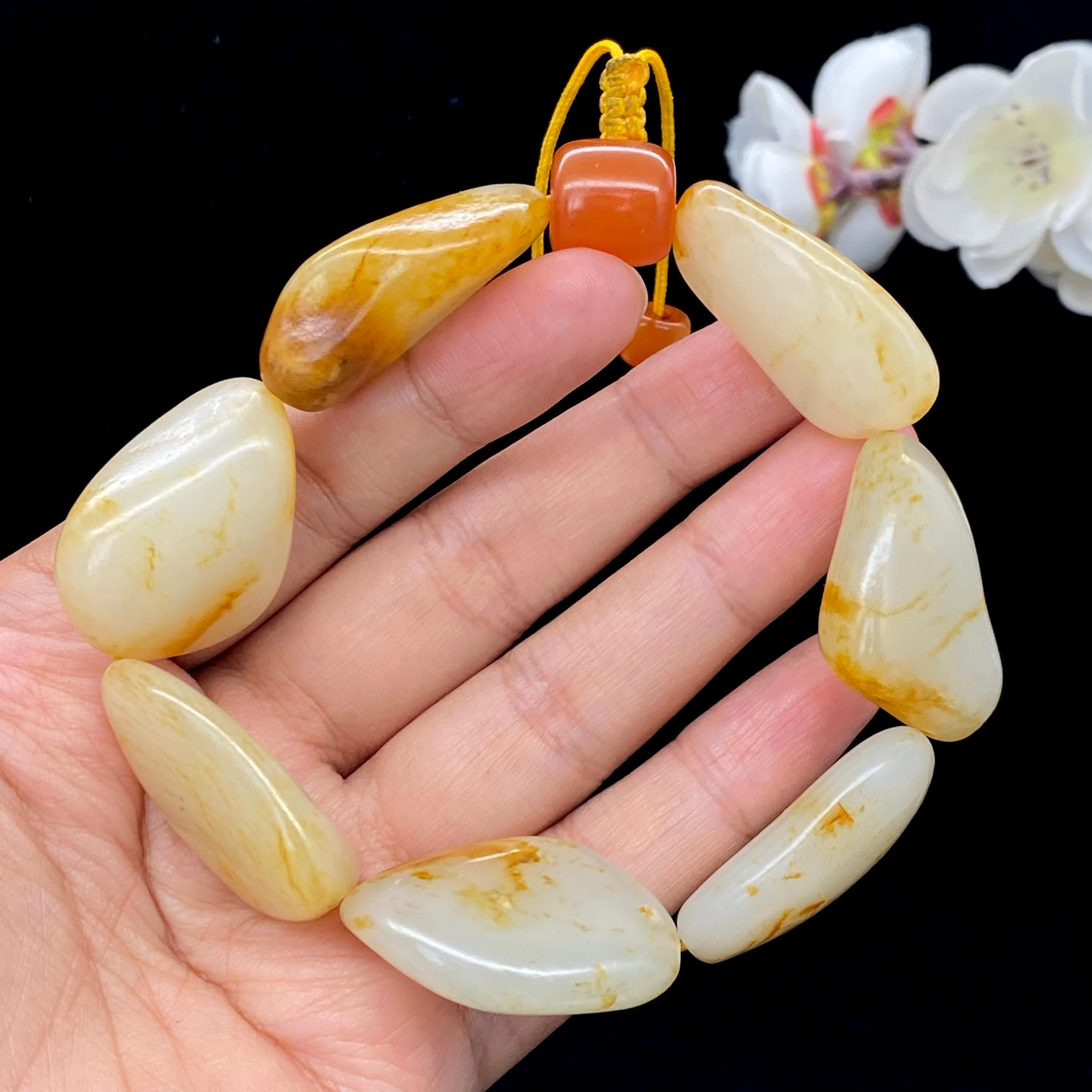 和田玉洒金皮籽料【精品手串】（92.1g）