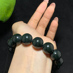 【超值推荐】和田山料黑青圆珠手串（89.3g）