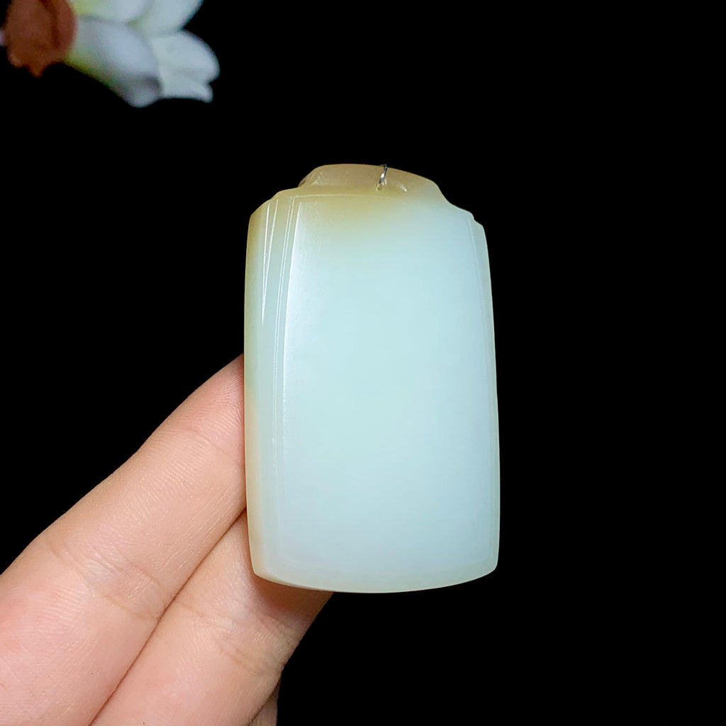 和田玉山料糖白无事牌（52.5g）