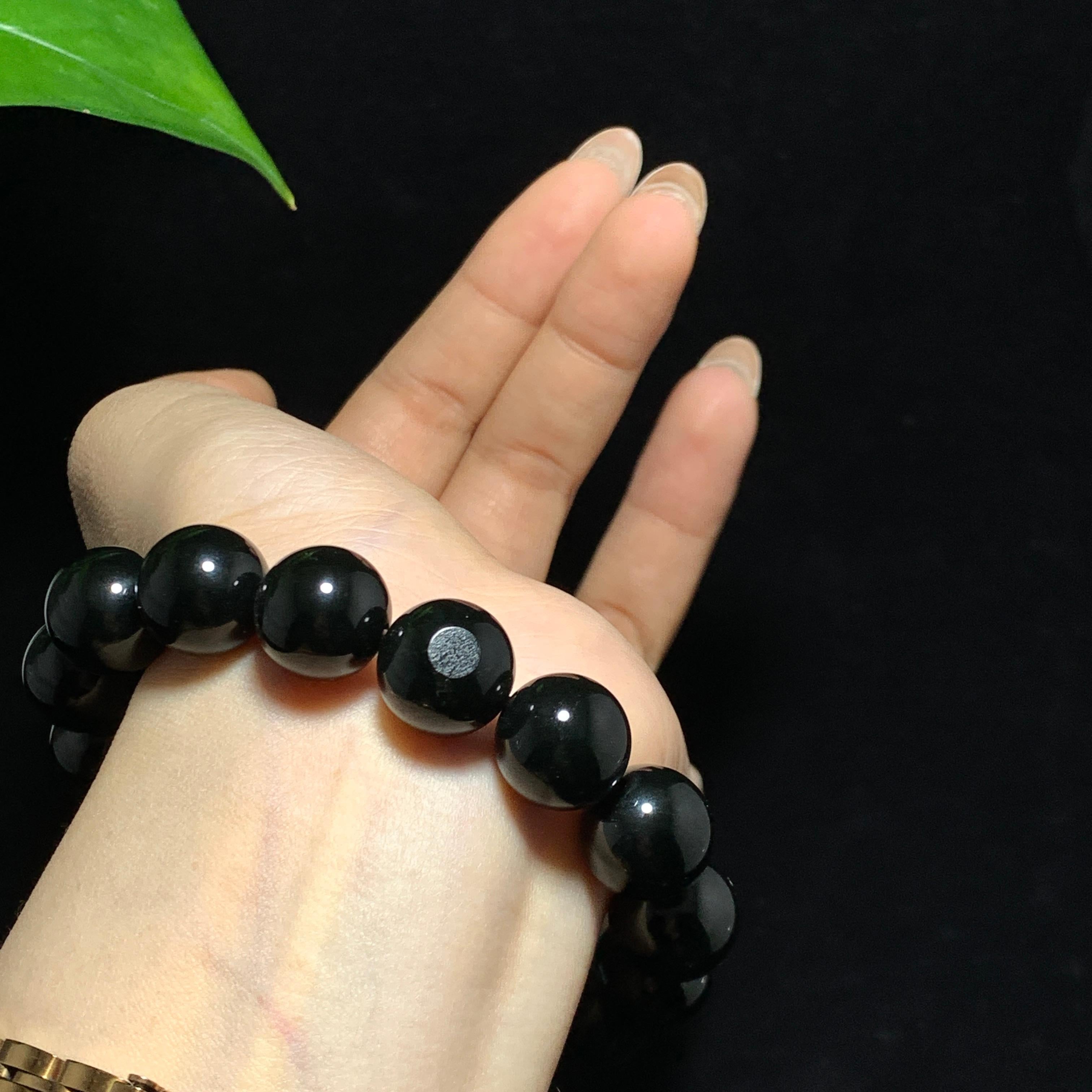 和田籽料黑青圆珠手串（70.0g）