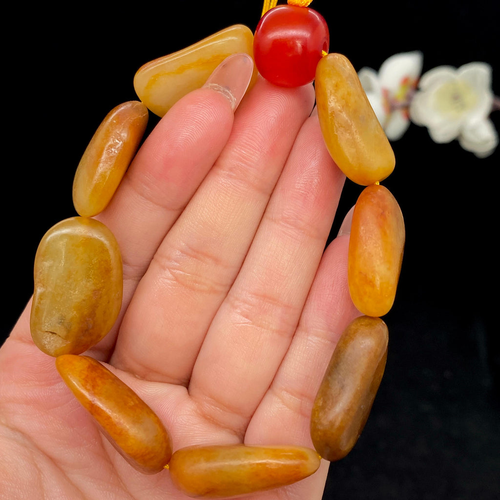和田玉黄沁皮籽料【精品手串】（53.8g）
