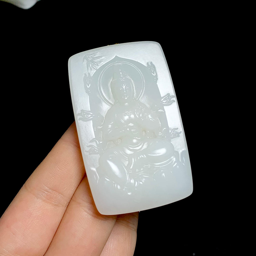 和田羊脂白玉千手观音（53.1g）