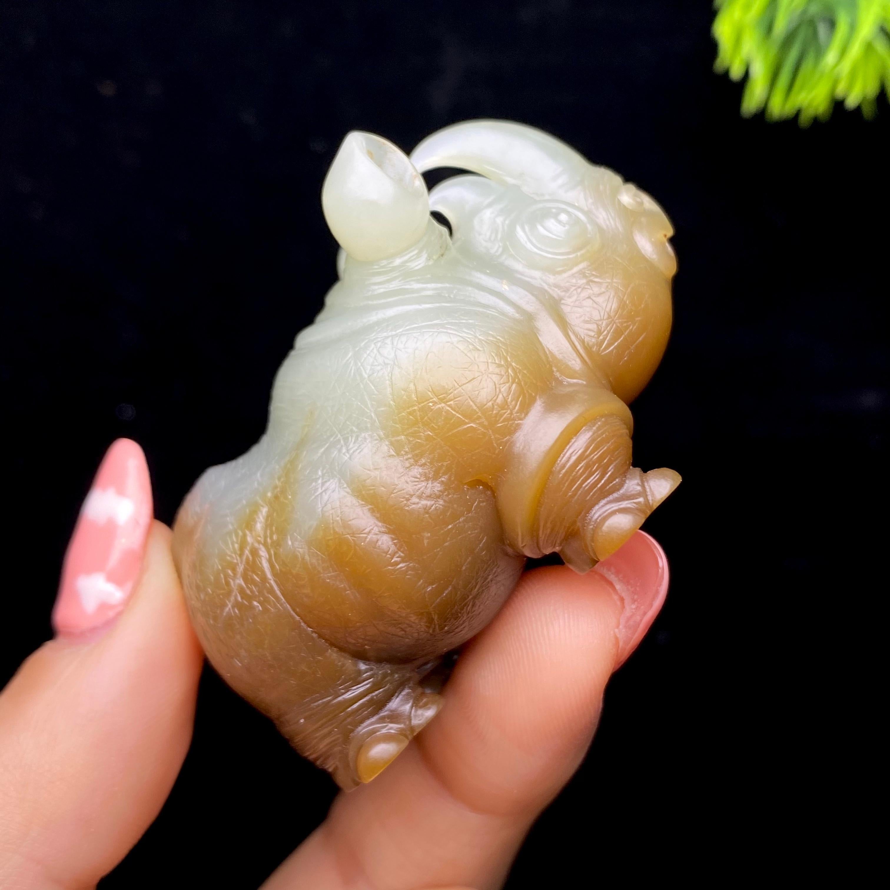 和田玉糖白犀牛（60.1g）
