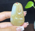 新疆和田玉且末白糖羊脂玉大势至菩萨（35.6g）