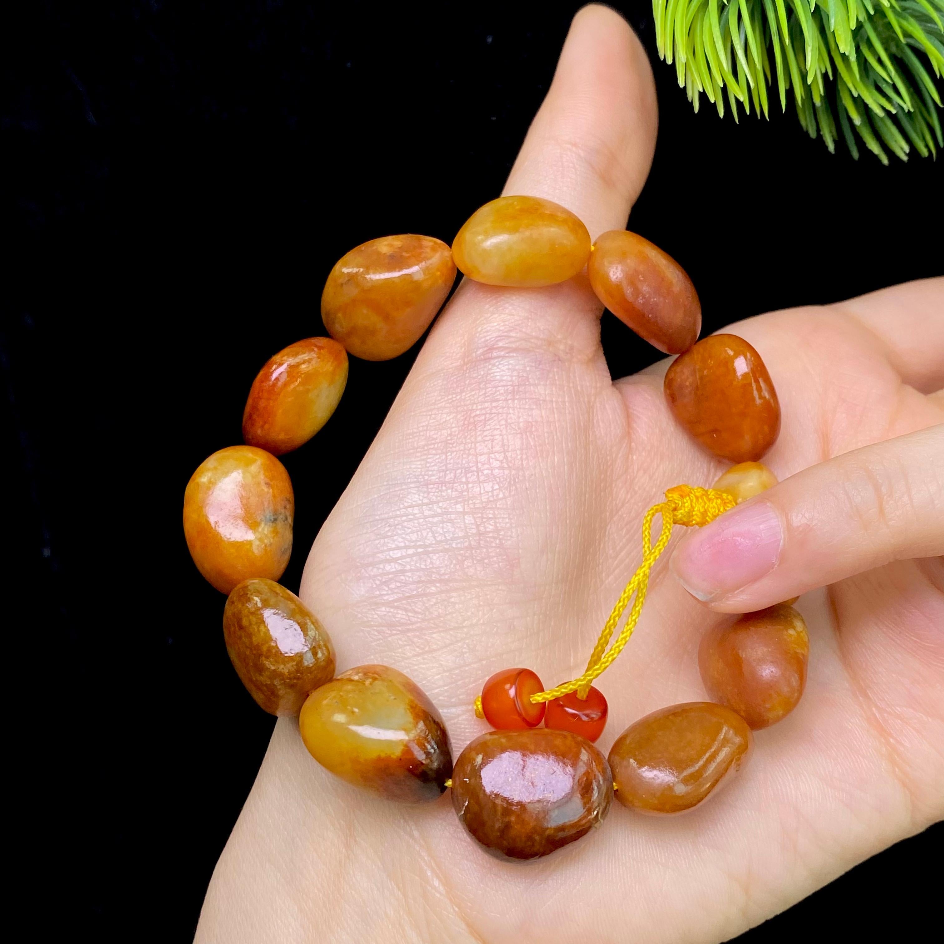 和田玉黄沁皮籽料手串（46.5g）