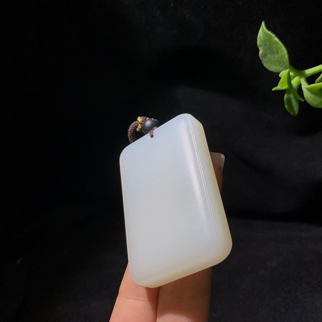 和田羊脂白玉平安无事牌（71.6g）
