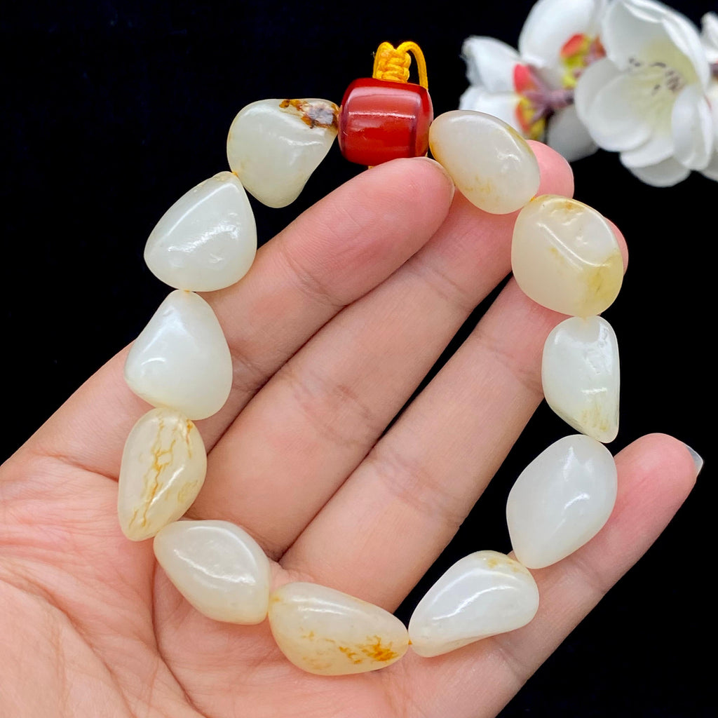 和田玉洒金皮籽料【精品手串】（52.9g）