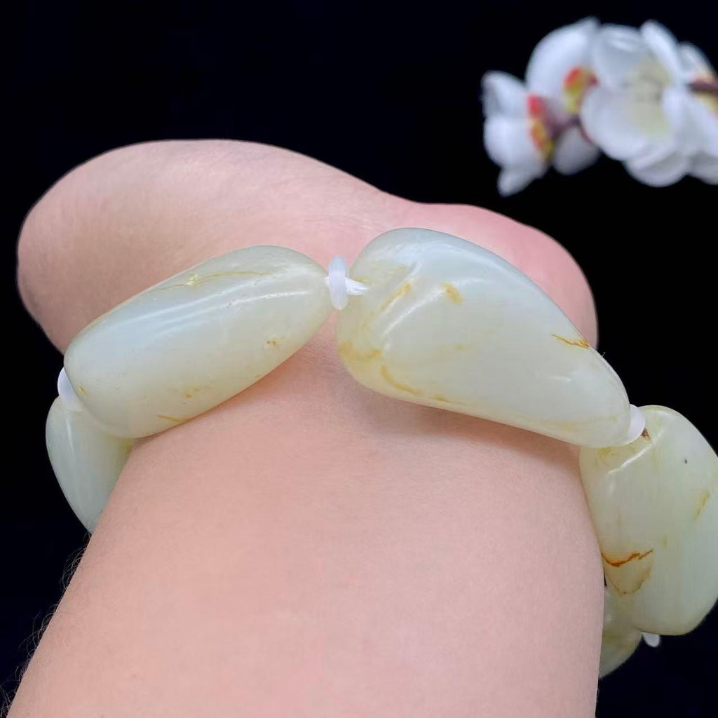 和田玉洒金皮籽料【精品手串】（113g）