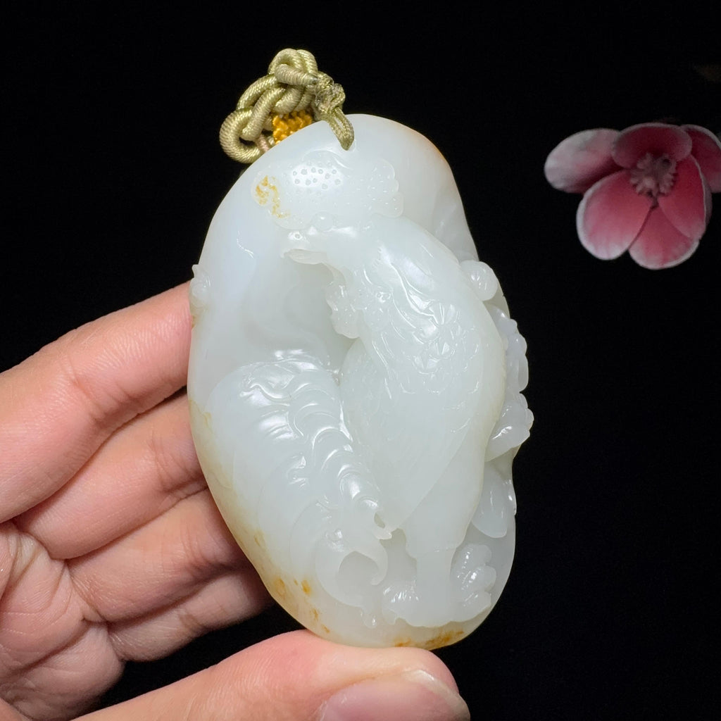 和田玉籽料雄鸡手把件（141.3g）