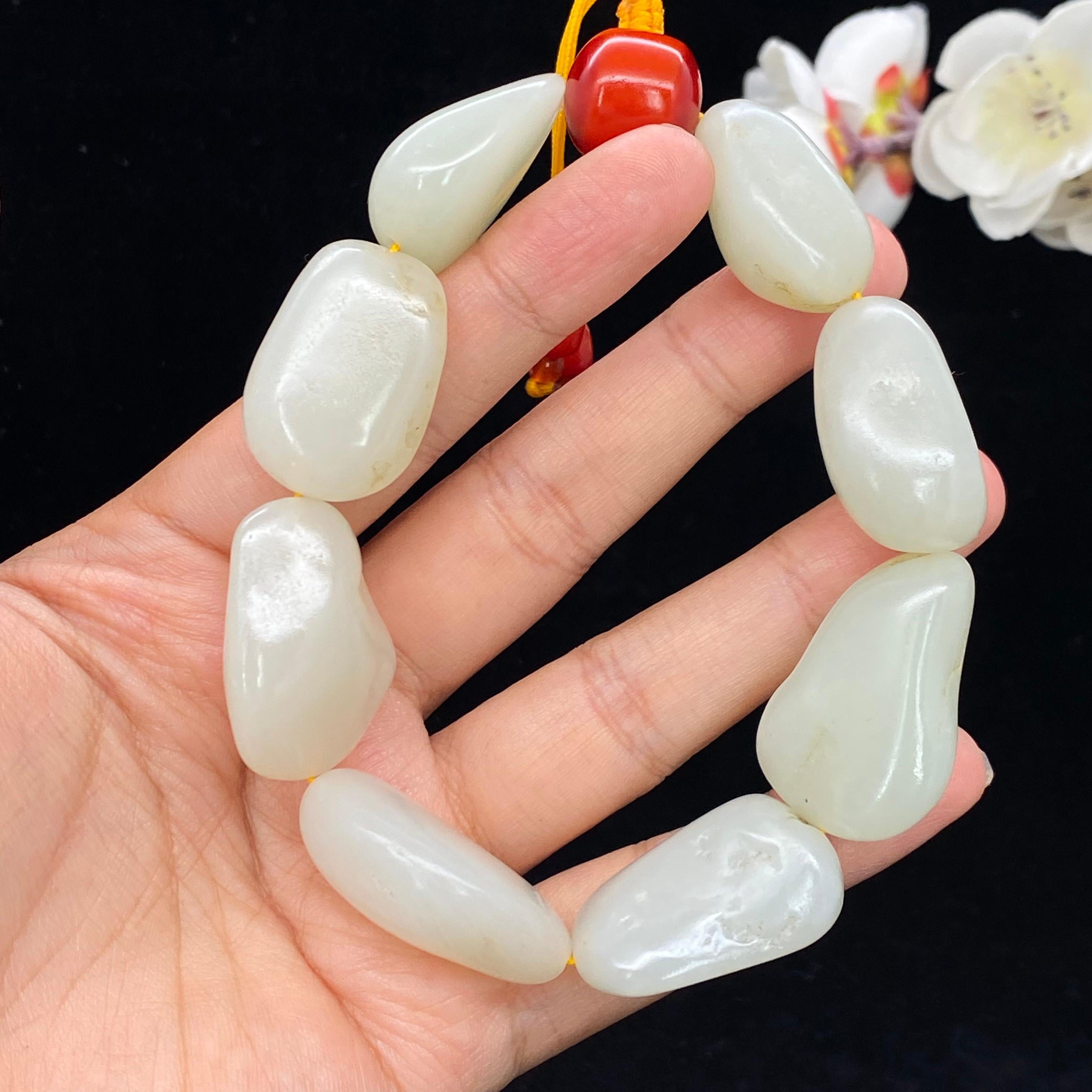 和田玉白玉籽料【精品手串】（96.4g）