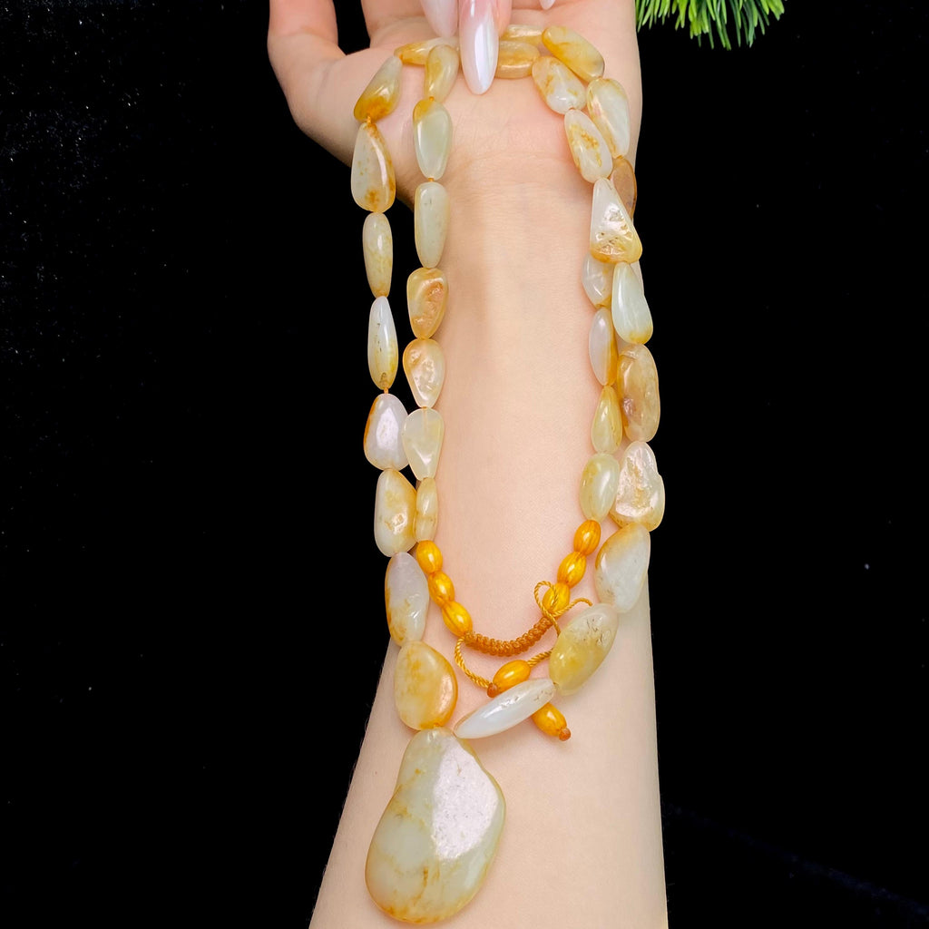 和田玉洒金皮籽料项链（75.4g）