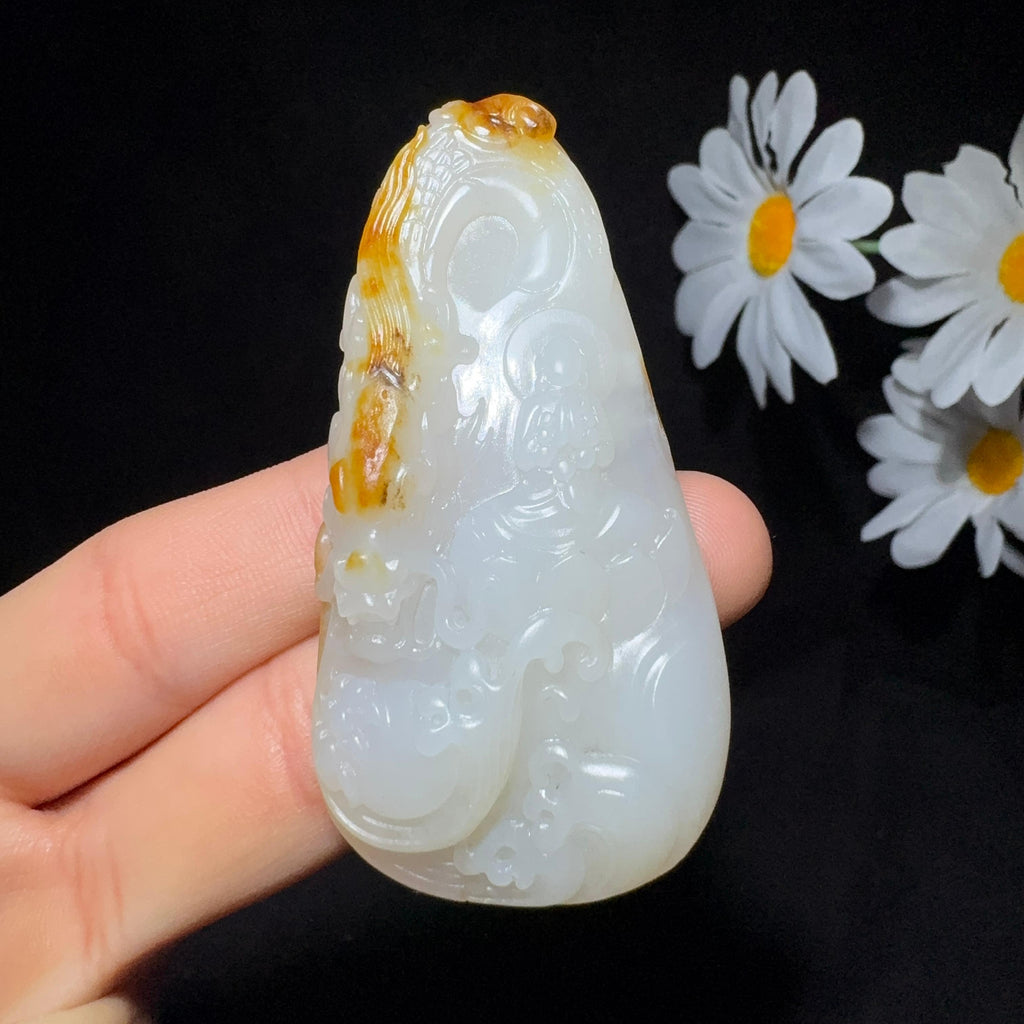 和田玉籽料挂件龙行天下（38.7g）