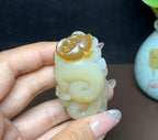 新疆和田玉且末糖三色羊脂玉龙如意（69.6g）