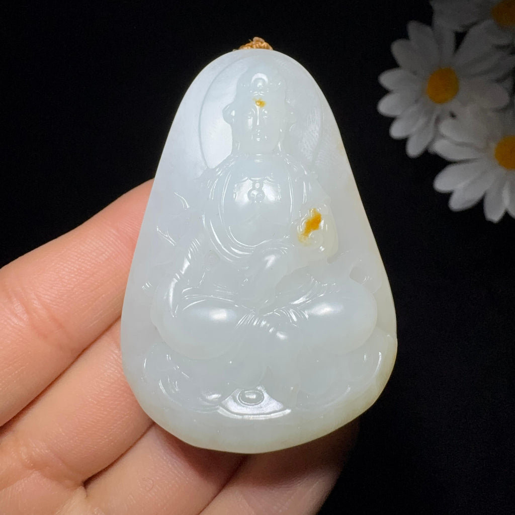 和田玉籽料羊脂白玉观音（85.1g）