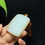 和田山料糖白玉无事牌挂件（60.7g）