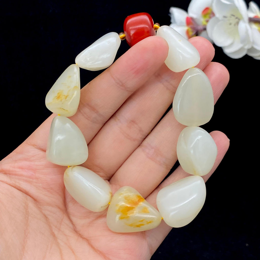 和田玉洒金皮籽料【精品手串】（70.9g）
