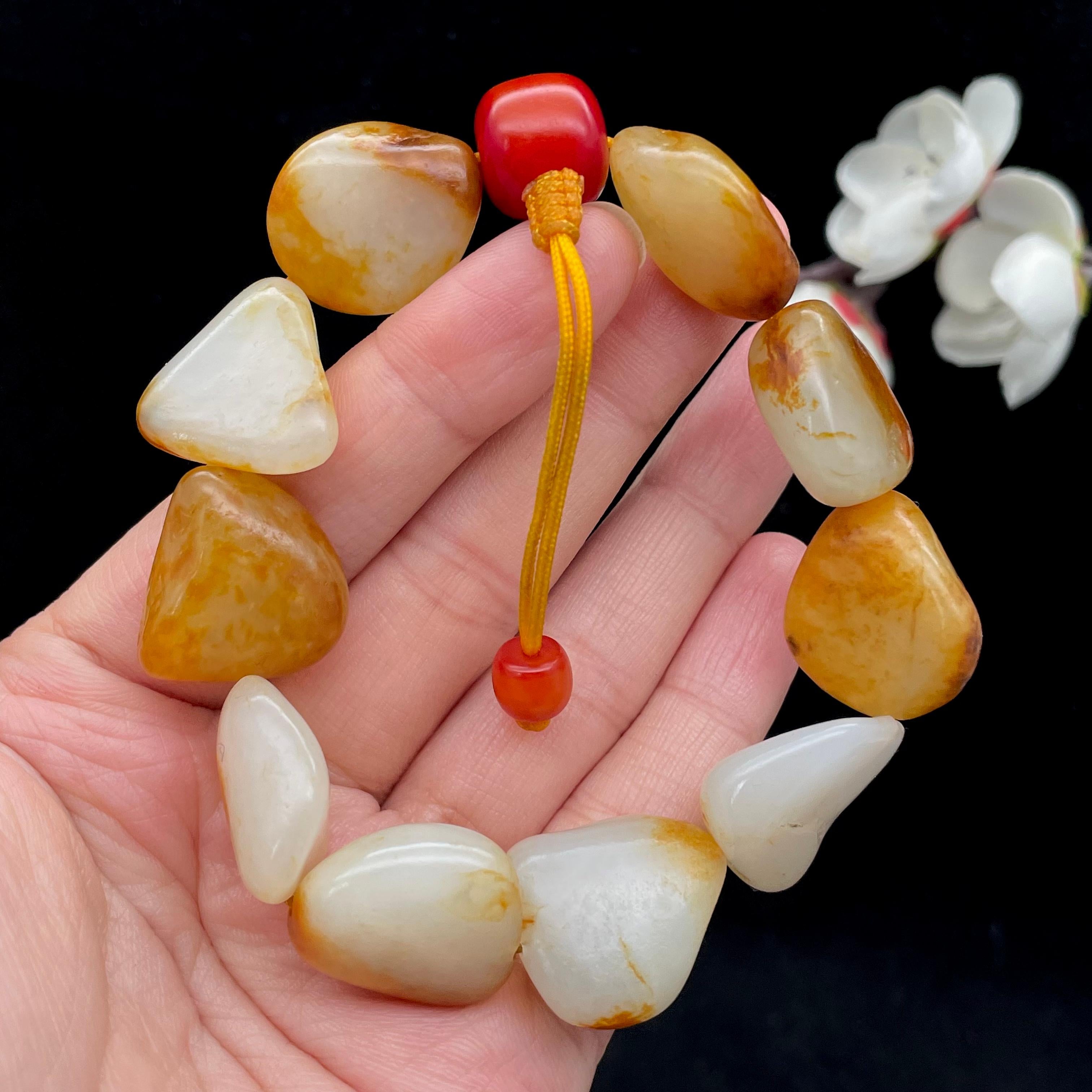 和田玉聚黄皮籽料【精品手串】（57.9g）