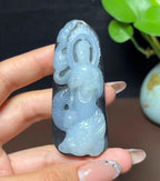 和田玉籽料黑皮白肉羊脂玉御龙观音（28.0g）