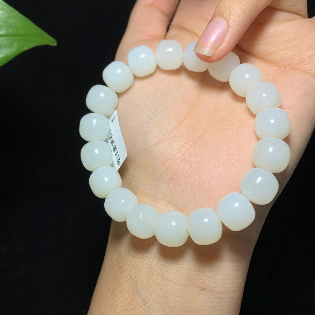 收藏级和田山料羊脂白玉老型珠手串（42.0g）