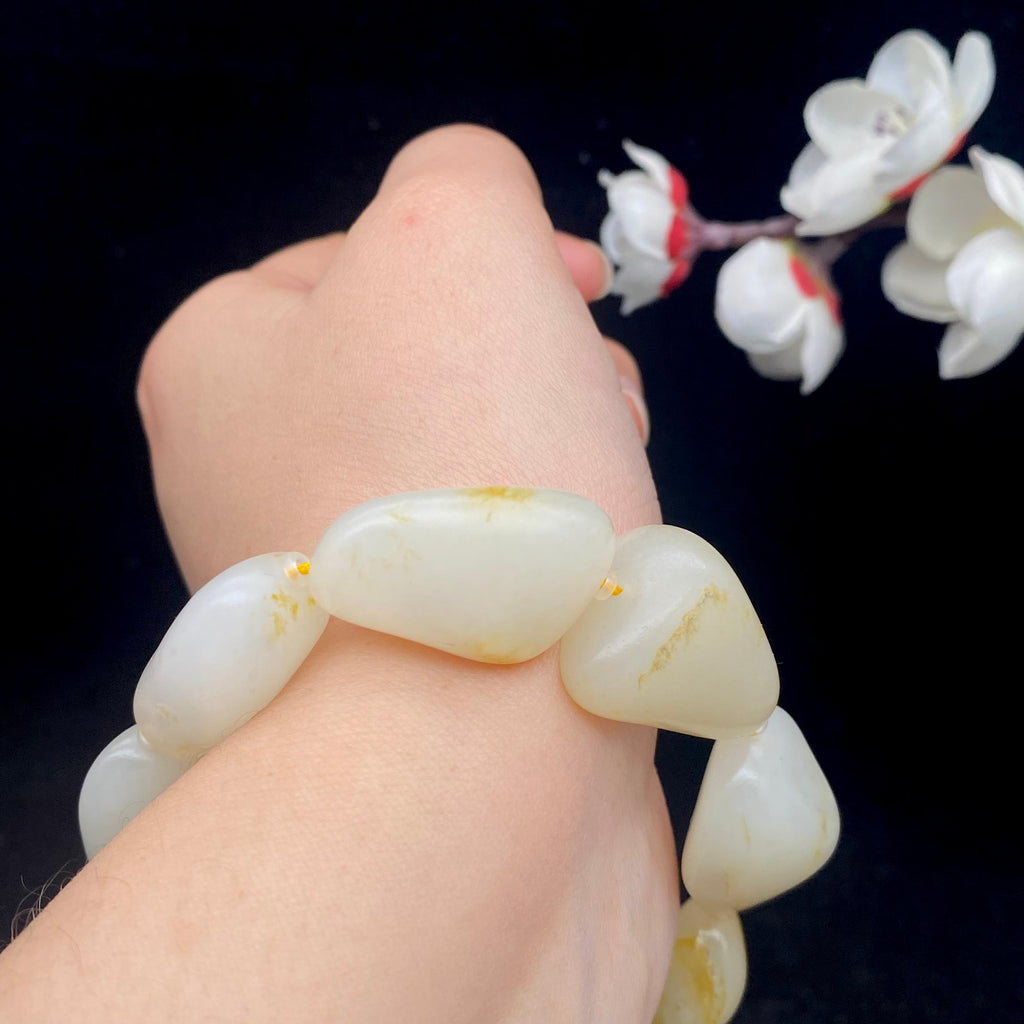 和田玉洒金皮籽料【精品手串】（60g）