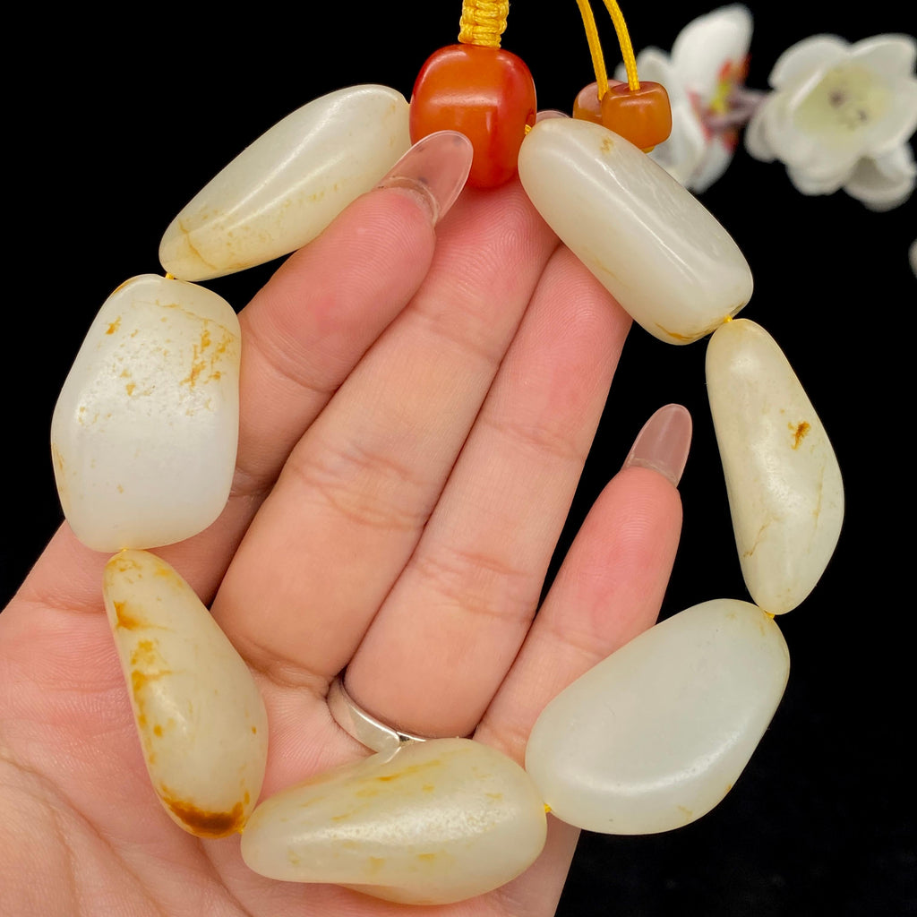 和田玉洒金皮籽料【精品手串】（86.1g）