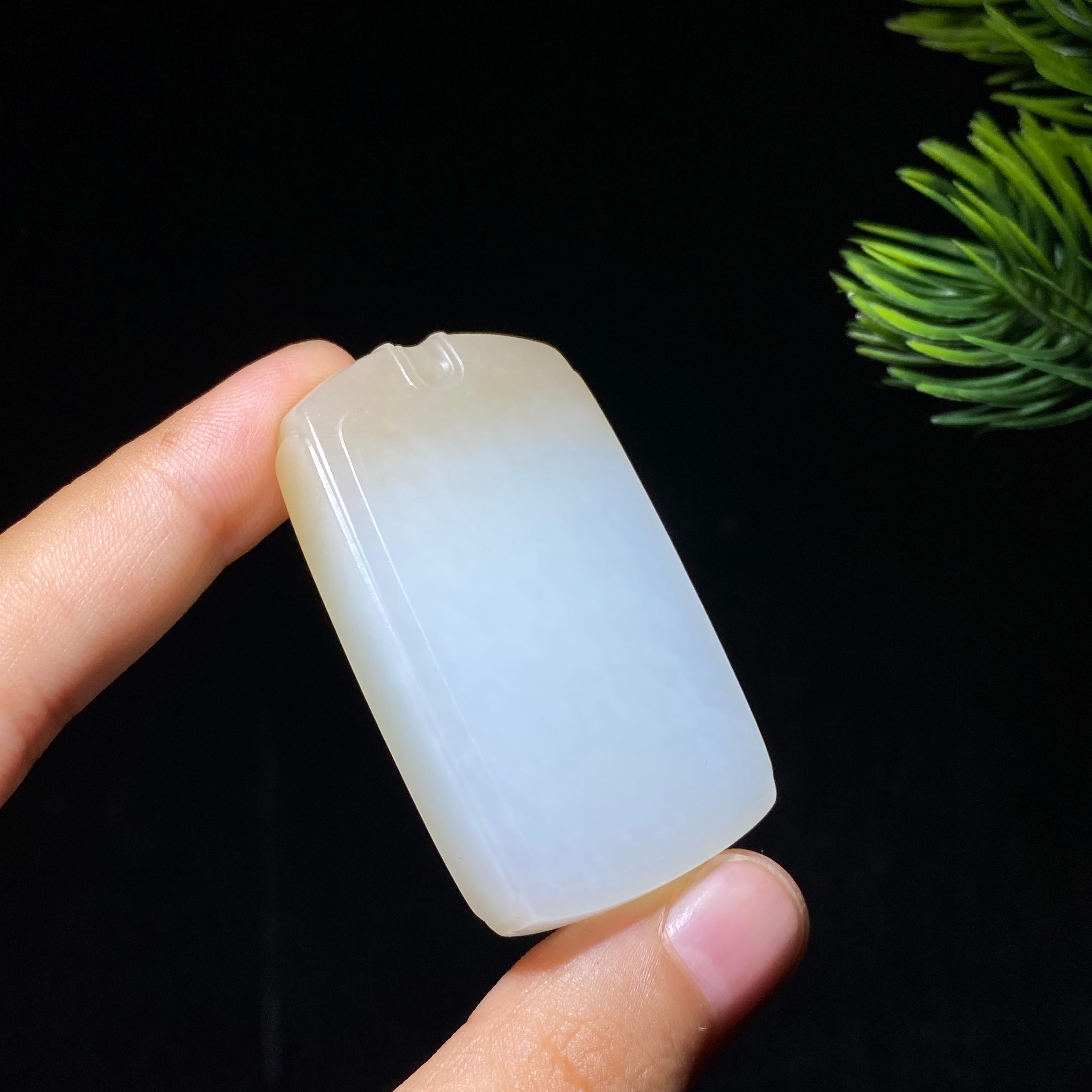 和田玉糖白玉无事牌（37.4g）