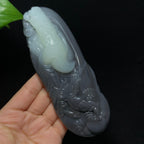 收藏传承级和田籽料青花御龙关公手把件（300.0g）