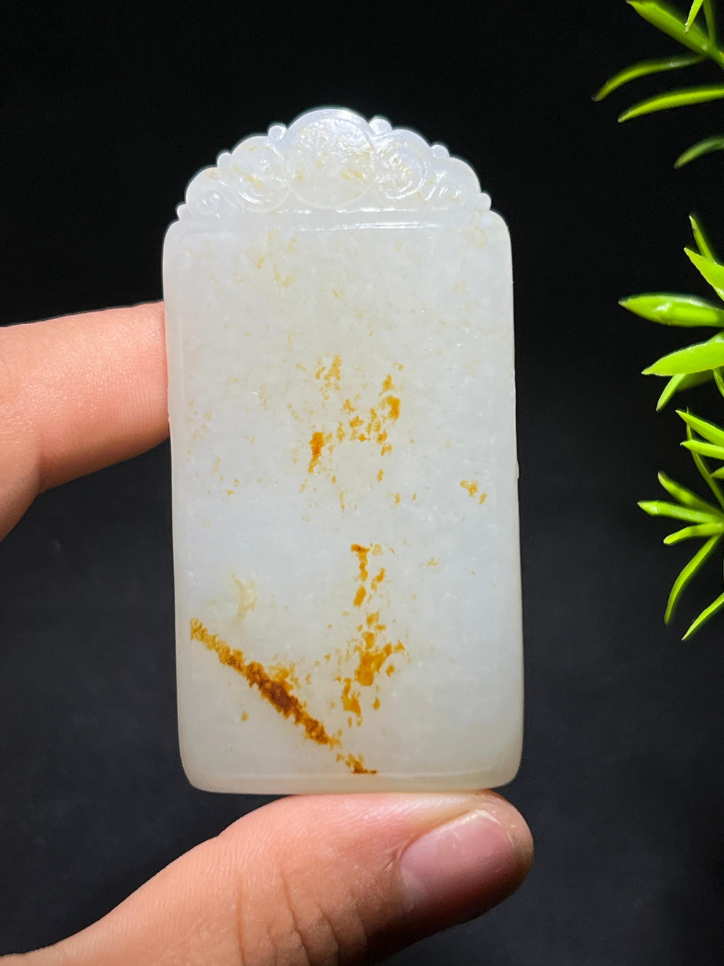和田籽料洒金皮平安无事牌（64.7g）