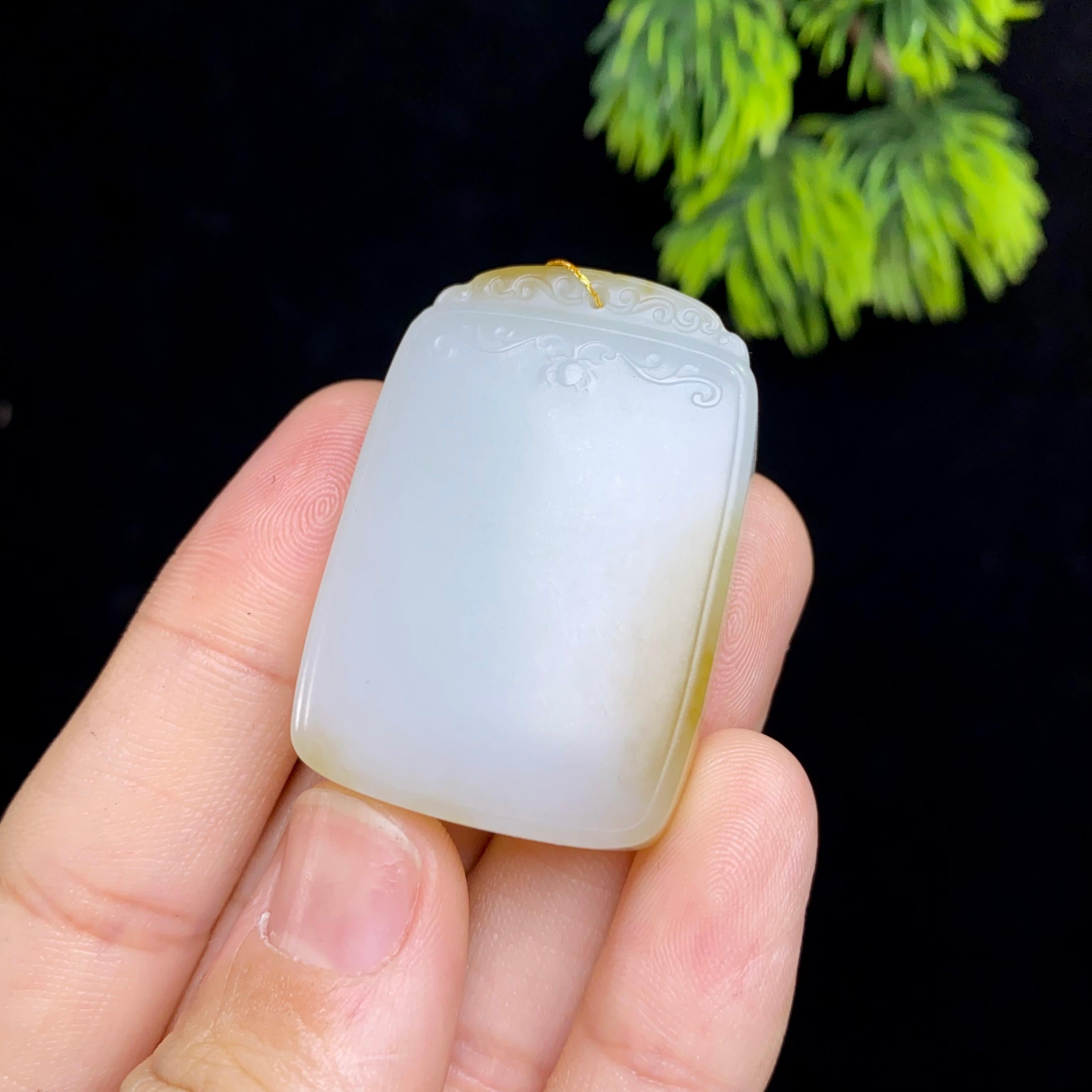 和田玉糖白无事牌（29.4g）