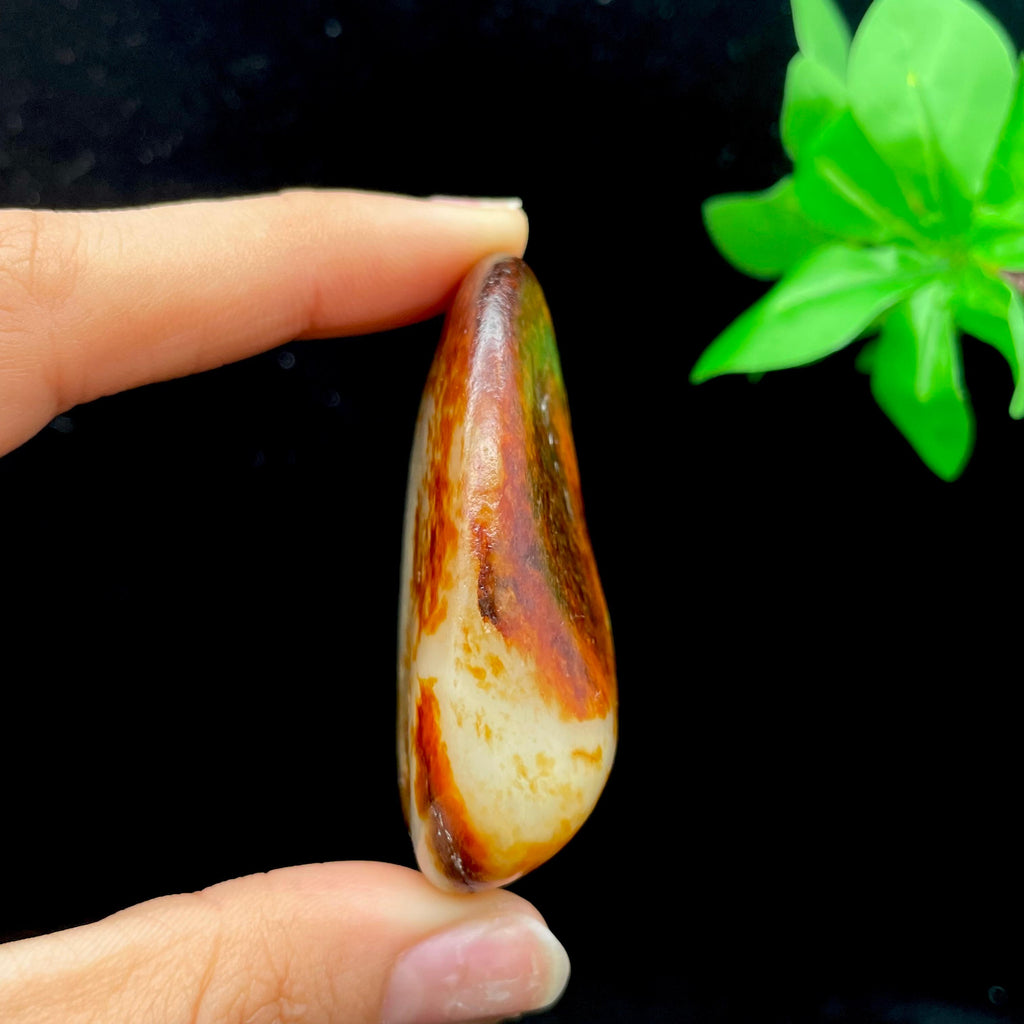 和田玉聚红皮籽料手把件（90.7g）