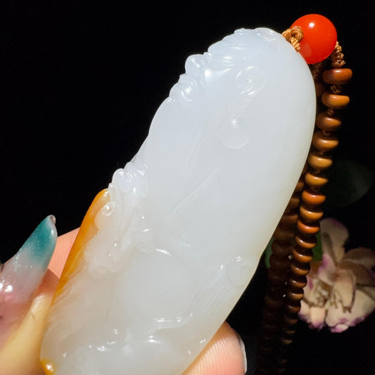 和田玉籽料挂件关公（58.9g）
