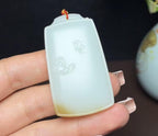 新疆和田玉且末料羊脂玉花开富贵平安牌（38.6g）