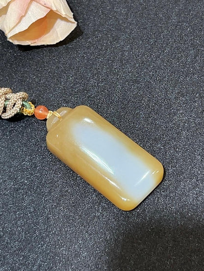和田玉且末料糖白平安无事牌（25.8g）