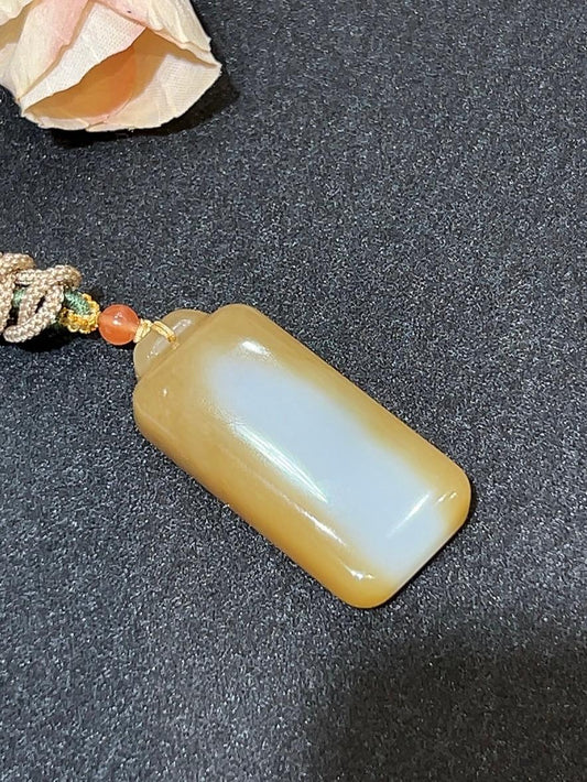 和田玉且末料糖白平安无事牌（25.8g）