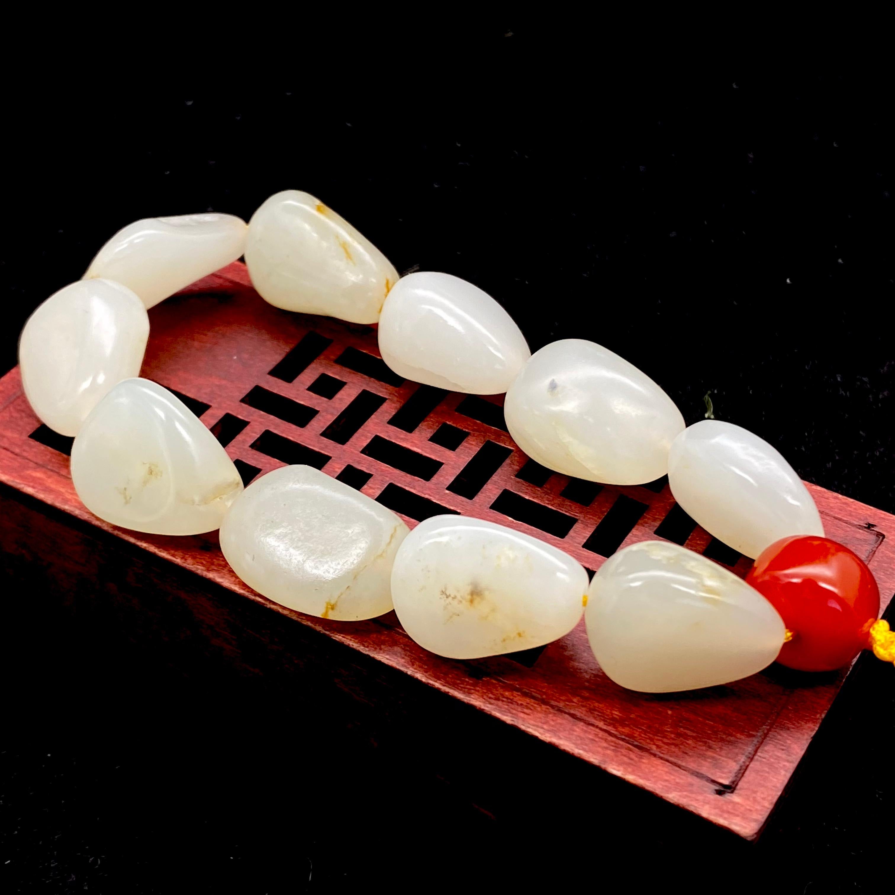 和田玉洒金皮【精品手串】（47.3g）