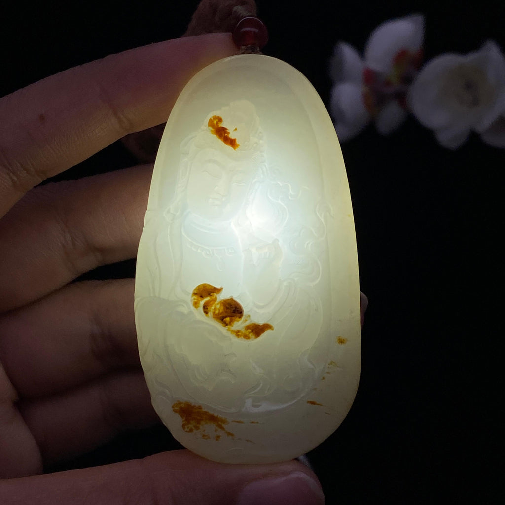 和田玉白玉籽料【观音】大挂件（66g）