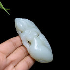 和田羊脂白玉玉贵人手把件（74.6g）
