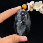 和田玉青花籽料【多子多福】大挂件（73.1g）