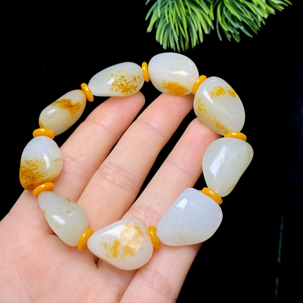 和田玉洒金皮籽料手串（27.1g）